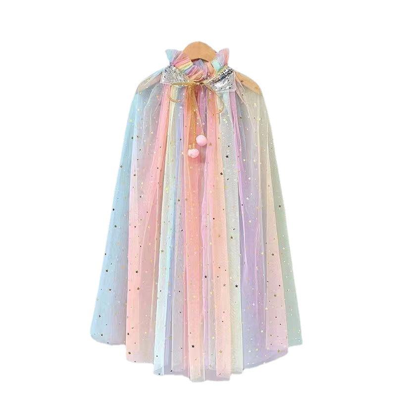 Elsa Princess Dress Kids Mesh Cape Sun Protection Outdoor Shade Cape Children's Day Gift