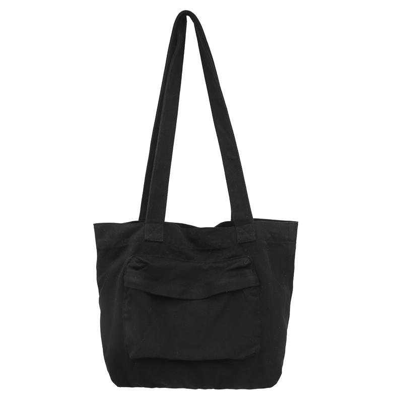 Tote Bag Women's Solid Color Large Capacity Shoulder Bag Student Canvas Underarm Bag