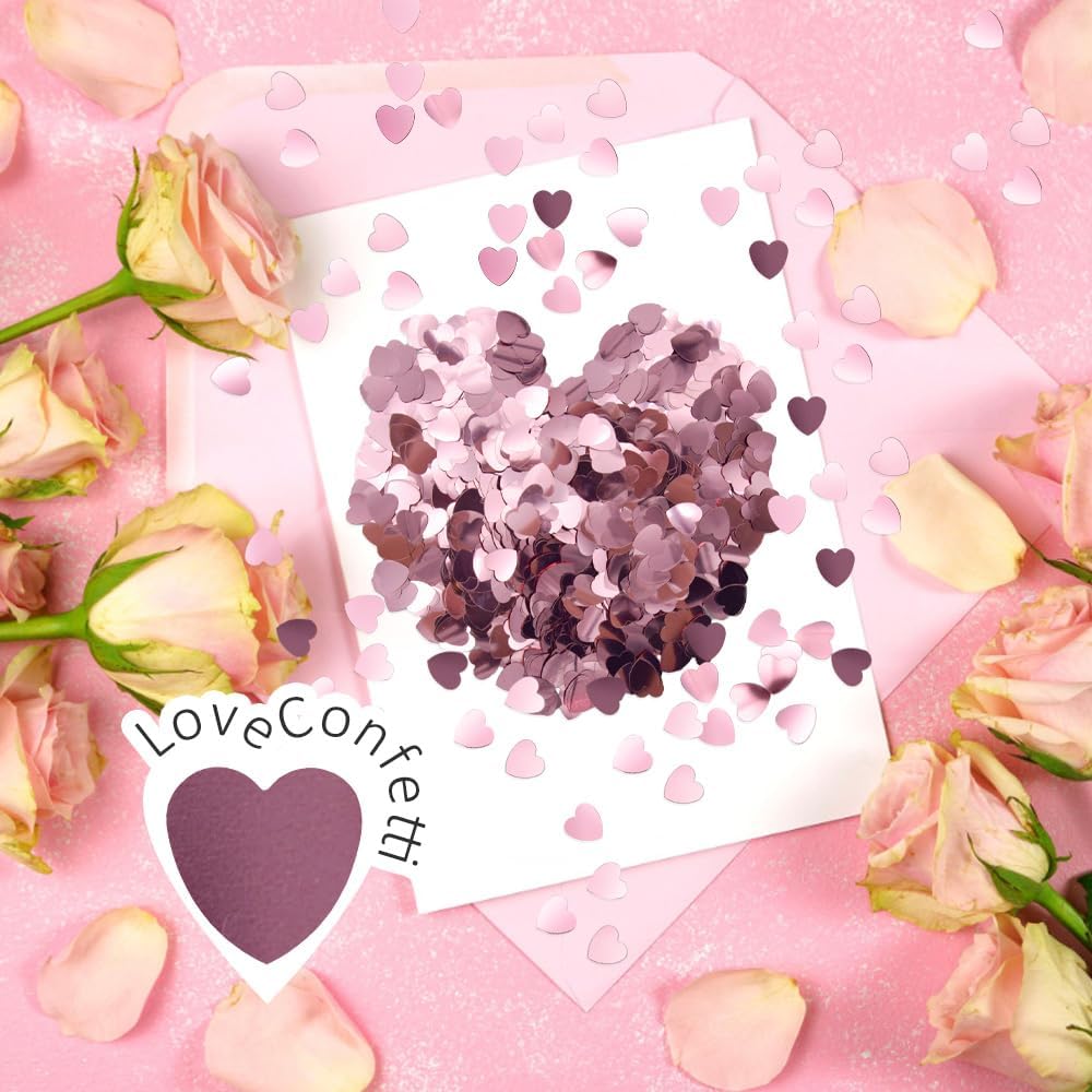 60g Love Heart Table Confetti 15mm Party Glitter Sequ Plastic Confetti Sprinkles Decorations for Wedding Festival Birthday (AX/Pink)