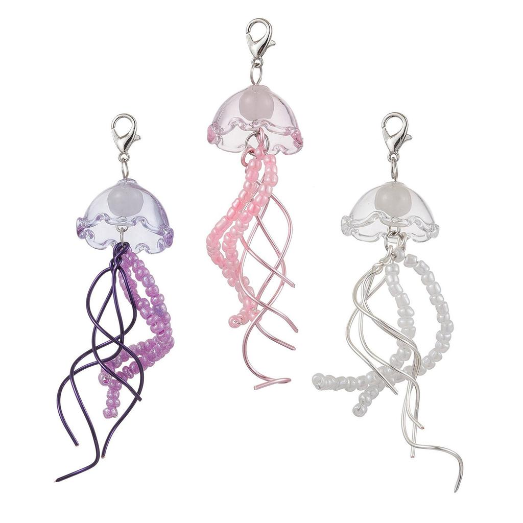 3 шт. Ручная работа Прочные стеклянные бусины Медуза Колокольчики ветра Брелок Украшение Аксессуар для уникальных и художественных стилей