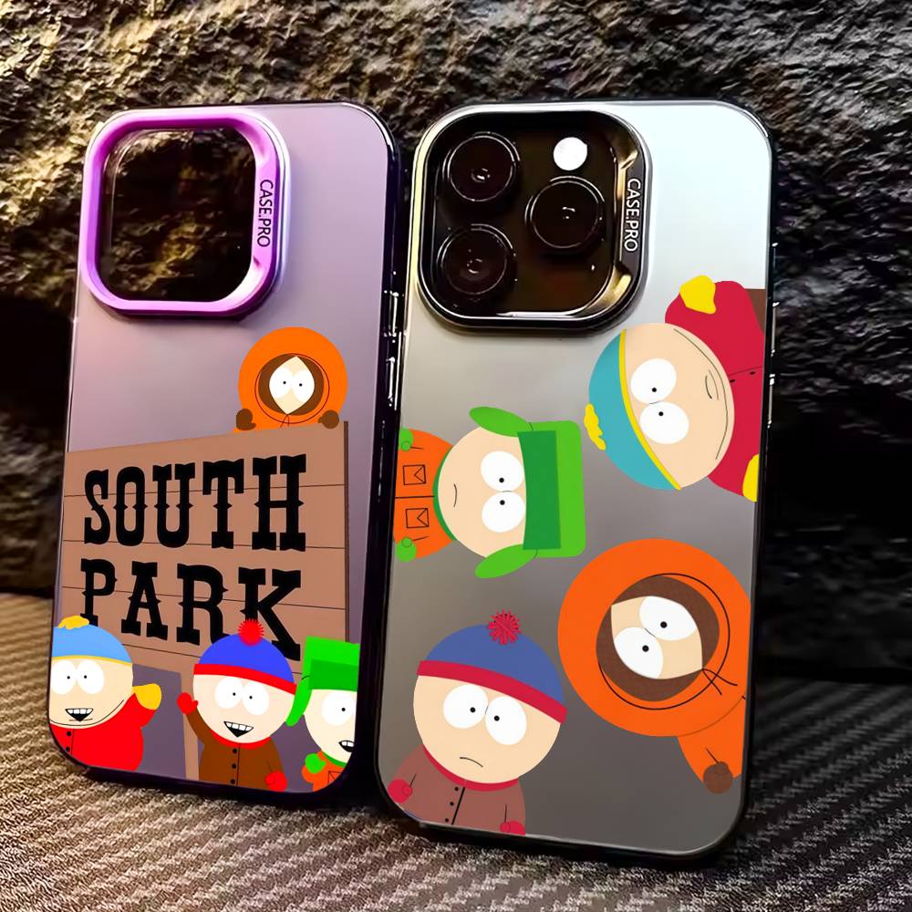 S-South P-Park Colorful Silver Back Phone Case For IPhone 17 16 15 14 13 12 11 Plus Pro Max Plus