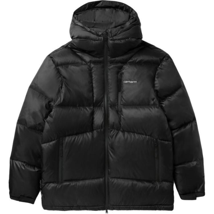 Carhartt WIP Logo Embroidered Multi-Pocket Seam Hooded Down Jacket Men jackets Black CHXJKA242002N-BKX