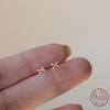 Серьги-мини бантики из серебра 925 пробы с покрытием 14K золотом для женщин, гладкие, милые, маленькие ювелирные аксессуары