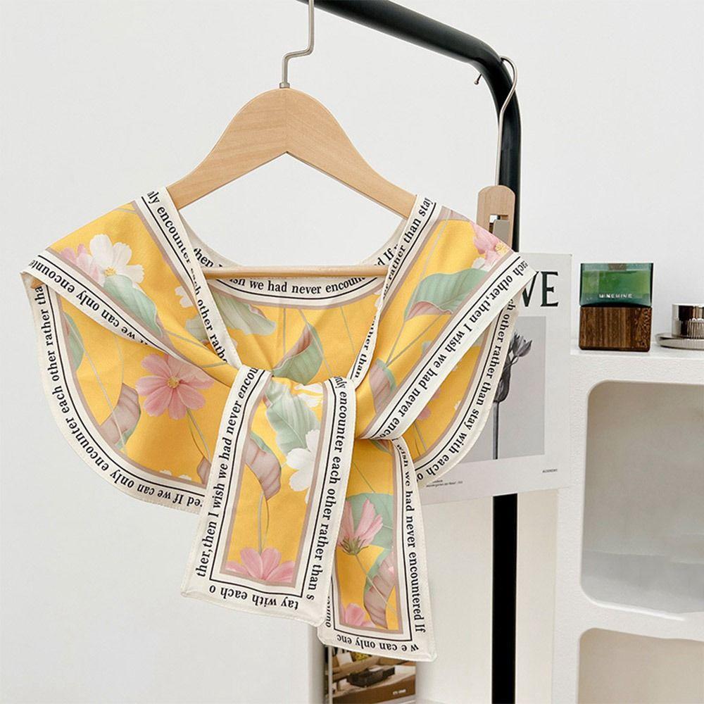Bow Clothing Accessories Fake Collar Female Shawl Silk Scarf Printed Scarf Korean Style Scarves