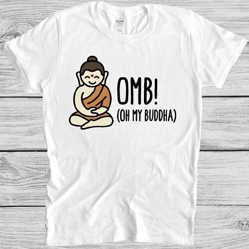 Футболка OMB Oh My Buddha Смешная Йога Намасте Высказывание Винтажная Футболка M50