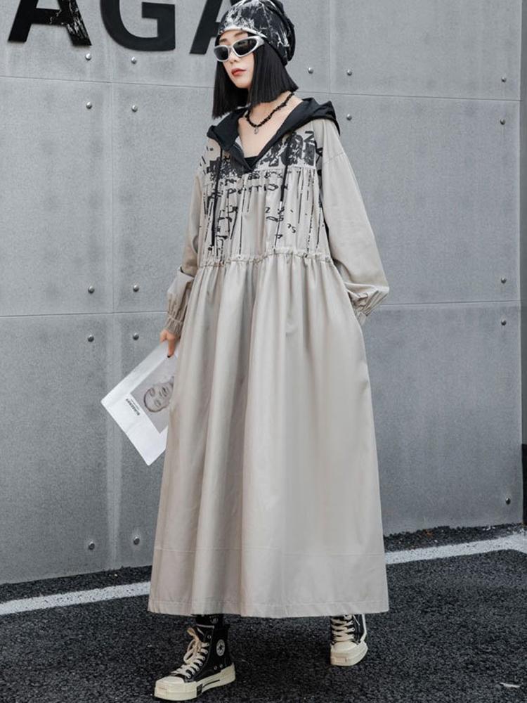 Xitao Осеннее повседневное женское платье с капюшоном и принтом ZYY1001