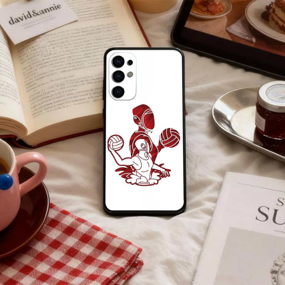 Чехол для телефона Splash W-Водное поло Спорт для Samsung S 25,24,23,22,30,21,10,9,Ultra,Plus,Lite,FE,4,5 G Мягкий Черный Чехол