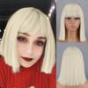 MISS WIG Короткий синтетический серебристо-серый парик Боб с челкой, прямой парик длиной до плеч для женщин, повседневная одежда для косплея