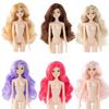 1/6 Supermodel Puppenkörper+Kopfteile Simulations-Glasaugen Buntes Lockiges Haar Mit Make-Up Puppenkopf Gelenk Beweglich Anziehspielzeug