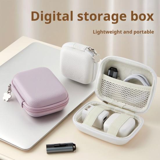 Сумка для хранения наушников Застежка-молния Большая вместимость для зарядного устройства Компактный размер Портативный Плюшевый