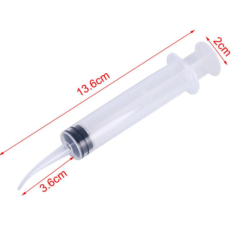 4Pcs/Set 12Ml Disposable Transparent Dental Irrigation Syringe With Curved Tip