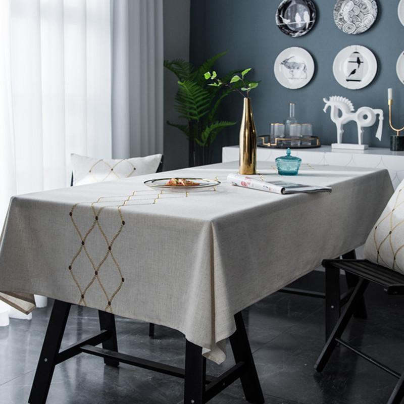 Proud Rose Новый скандинавский Лен Алмазообразный Геометрический Вышитый Водонепроницаемая Скатерть Квадратная Ткань для Полотенца