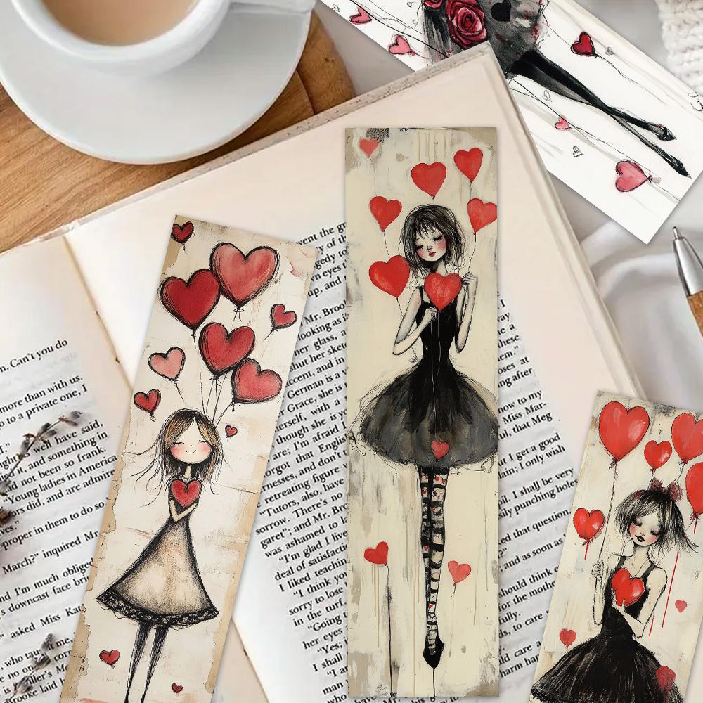 32pcs, Heart-shaped Girl Bookmark, Suitable for Back-to-school Season, Christmas, Halloween, Teachers, Readers, Birthdays.