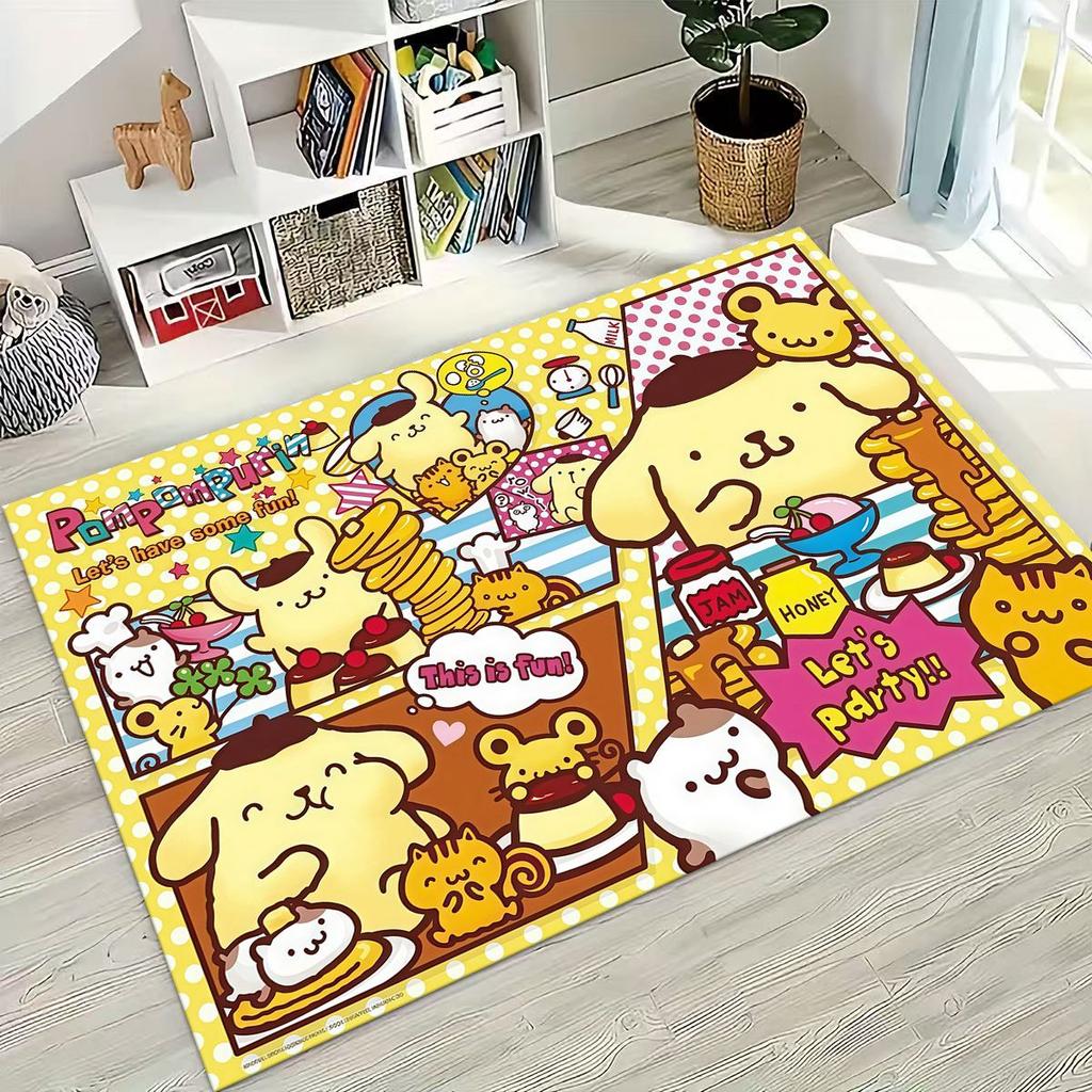 2026 New Cute Cinnamoroll Pompompurin Sanrio Cartoon Rug for Bedroom Living Room Sofa Home Doormat Decor, Kid Non-slip Floor Mat