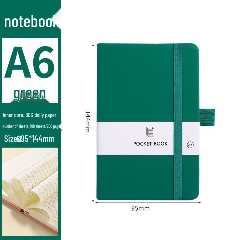 A6 Color Elastic Band Portable Notebook - Student Memo with Skin-Feel Leather Pocket Design