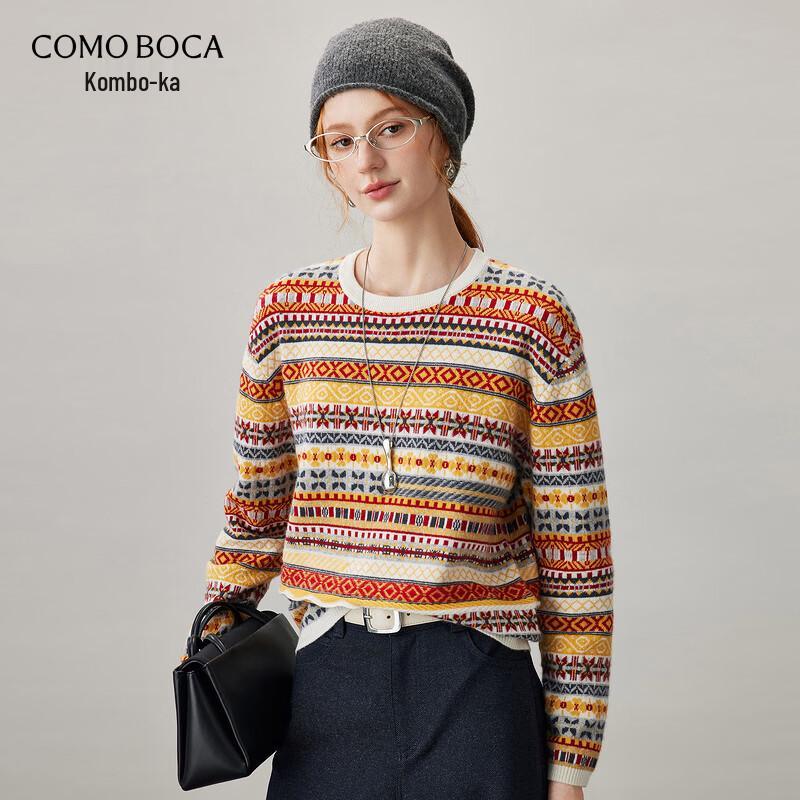 Женский джемпер Kemonboka с узором Fair Isle, 100% кашемир, с круглым вырезом