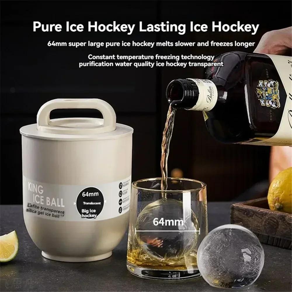 Whiskey Large Ice Ball Maker Mold 2.5in Round Reusable Silicone Ice Cube Easy Release for Freezer Drinks Cocktail Sphere Ice Box