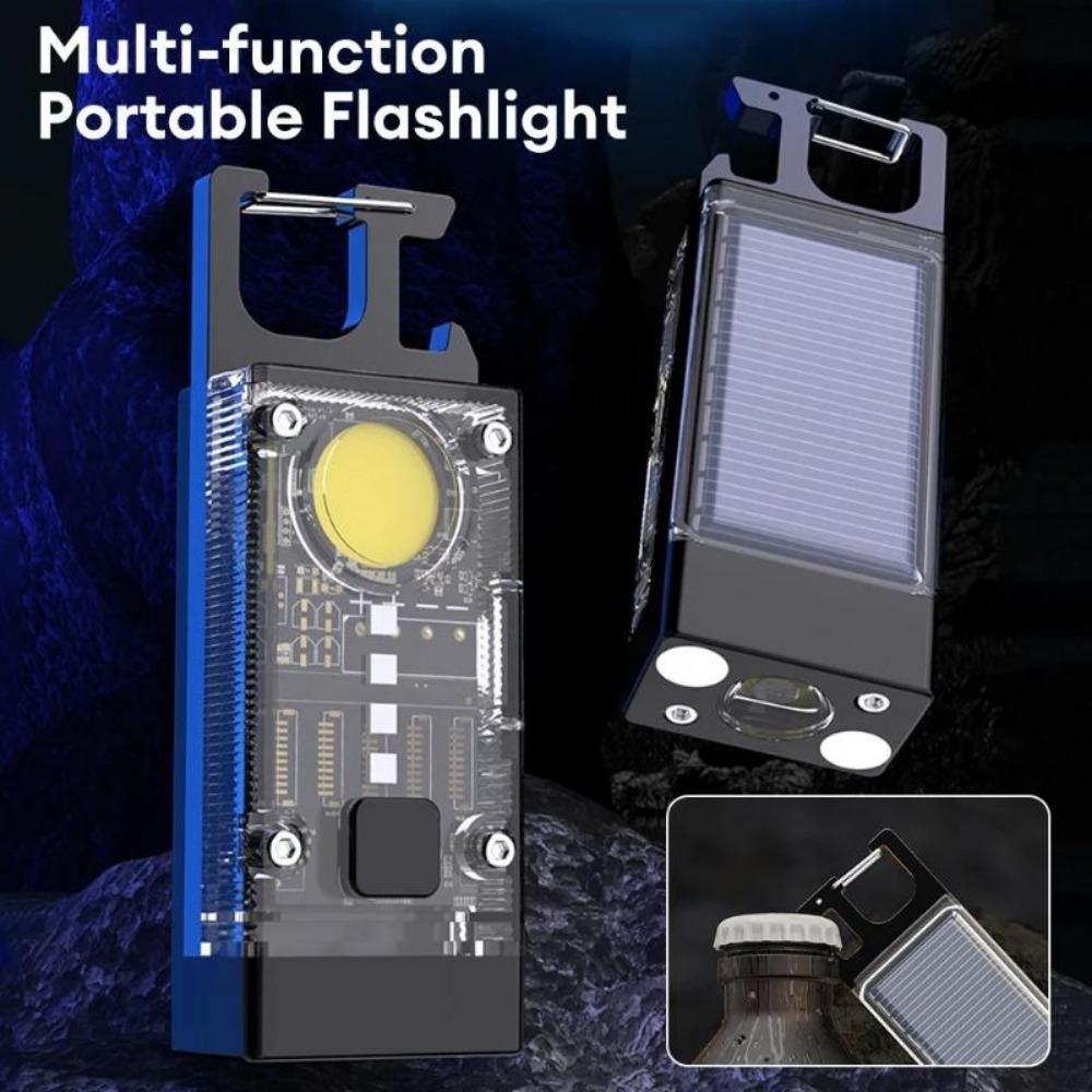 4000LM Мини EDC Солнечный LED+COB Фонарик Маленький Карманный Брелок Фонарик USB Перезаряжаемый Сильный Магнитный Кемпинговый Фонарь Прожектор
