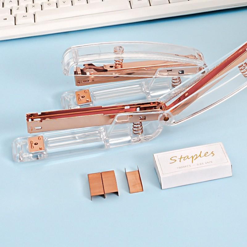 Прозрачный степлер 24/6 Rose Gold: Роскошная, стильная и экономящая силы канцелярская принадлежность