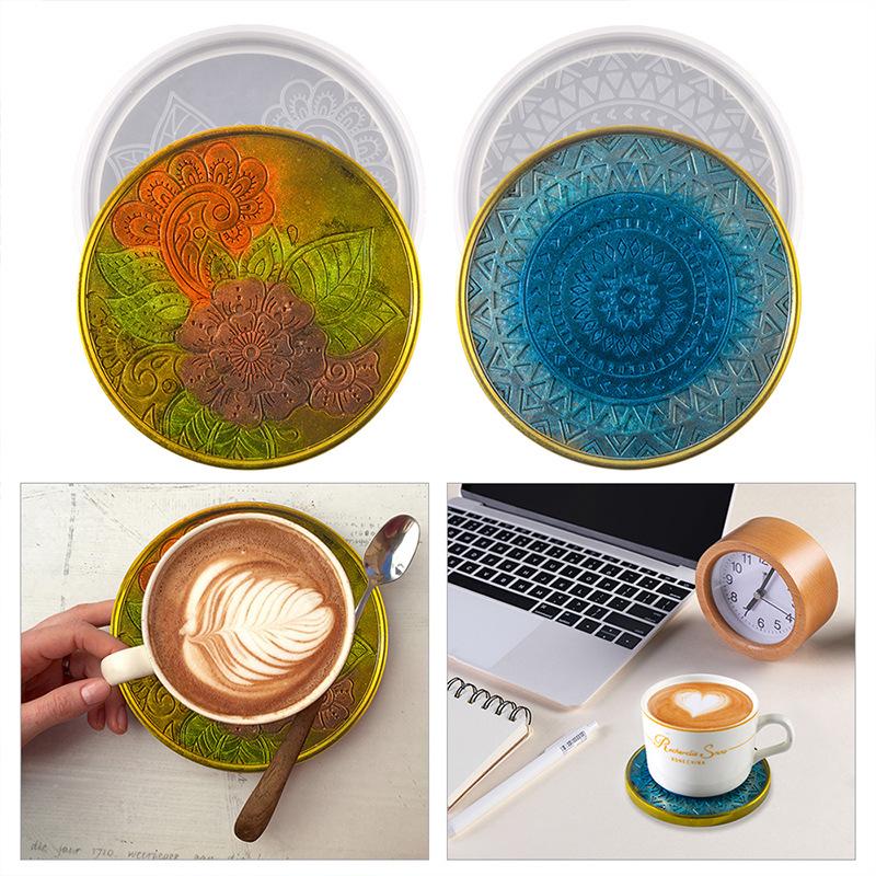 Round Mandala Pattern Silicone Coaster Mold for Resin Crafting