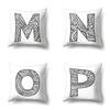 Polyester Pillow Case Pencil Drawing Geometric Decorative Print 26 English Letters Pillow Cushion Cover Simple