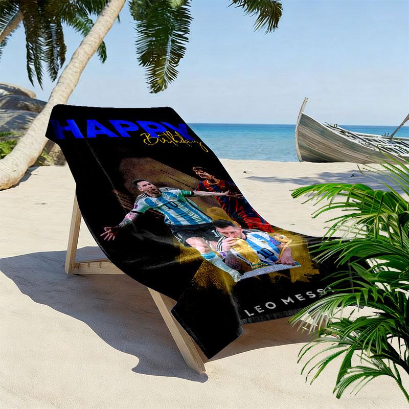 Пляжное полотенце Messi Valor Print, Большое мягкое быстросохнущее полотенце для пляжа, кемпинга, плавания