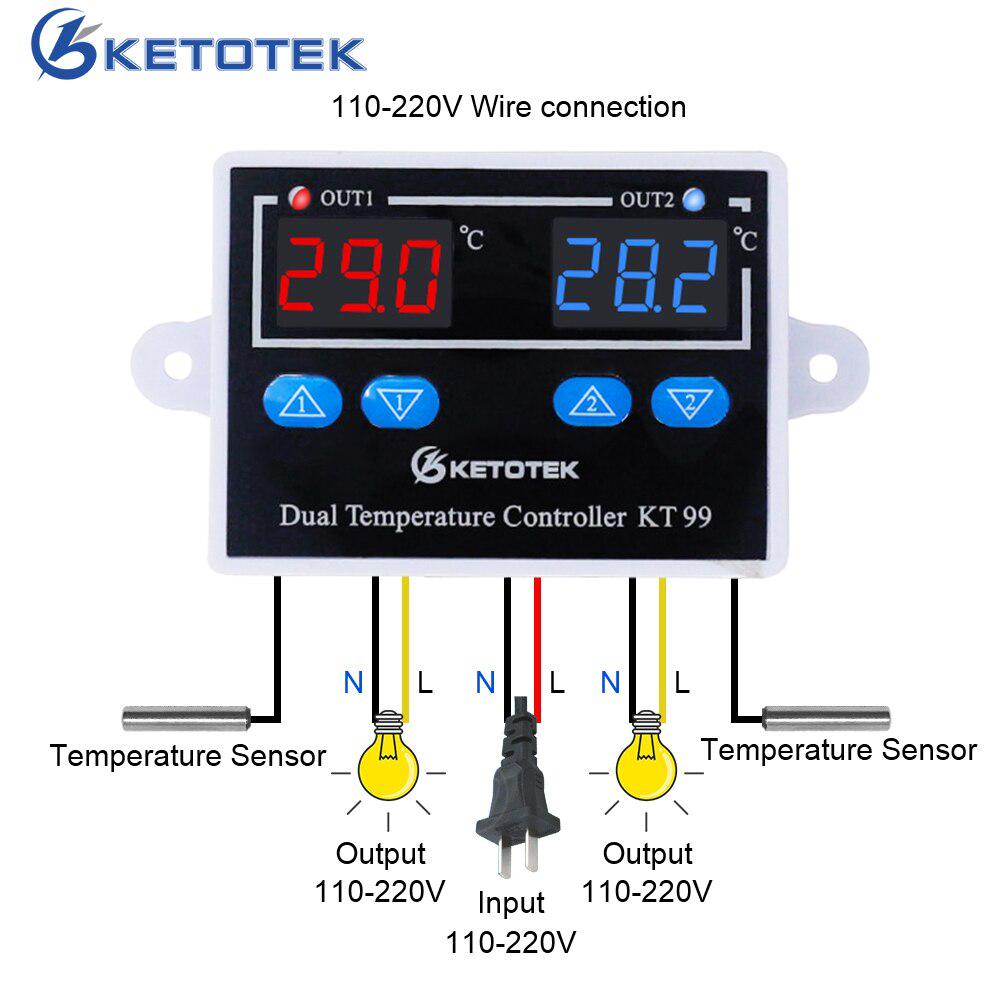 Digital Thermostat for Incubator 12V 24V 110V 220V Temperature Controller Regulator Control Switch Thermoregulator 10A 230VAC