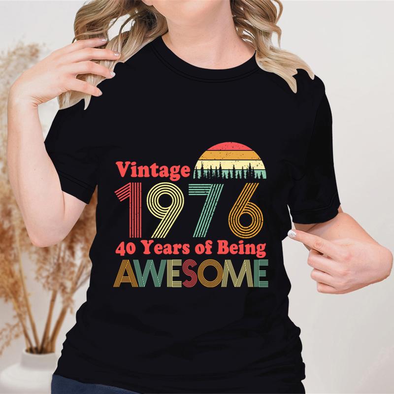 Женская футболка на 50-летие, винтажная 1970 г., 40 лет быть потрясающим, классический ретро-графический подарок на день рождения для мамы, летние женские топы