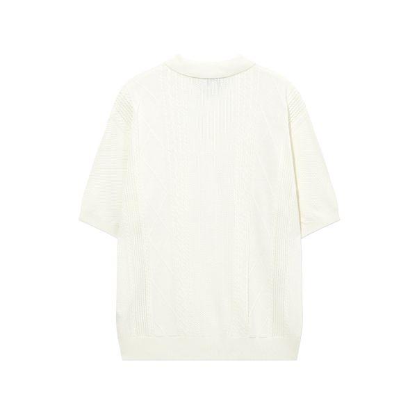Covernat Casual Simple Solid Color Short Sleeve Polo Shirt Unisex tops Ivory CO2502KT05IV