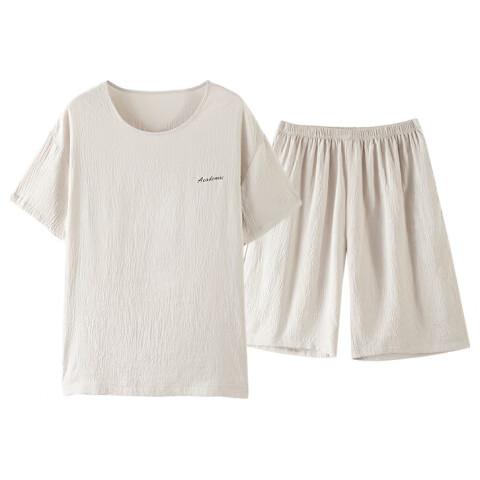 Miiow [Naked Feeling Bubble Gauze] Men's Short Sleeve Summer Breathable  Pajamas for Teenagers New Homewear