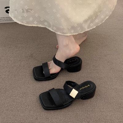 Вечерние туфли на высоком каблуке красные крутые шлепанцы сказочные туфли верхняя одежда 2025 лето французская ниша с юбкой римские сандалии