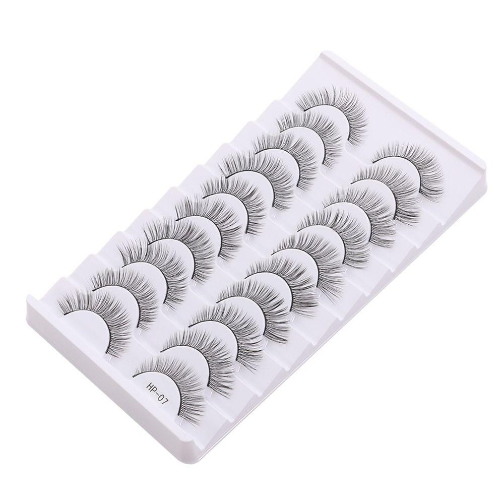 10 Pairs Fluffy 3D Mink Eyelashes Black Stem Manga Lashes Fake Lashes Eye Makeup Tool