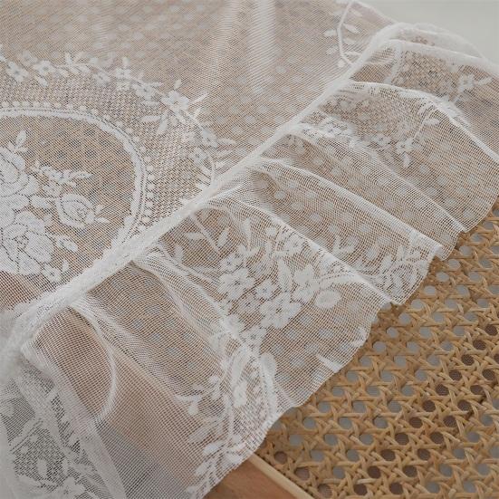 Современная оконная марля, прочная отделка с оборками, полиэстер, элегантная оконная тюлевая занавеска с цветочным принтом, товары для дома