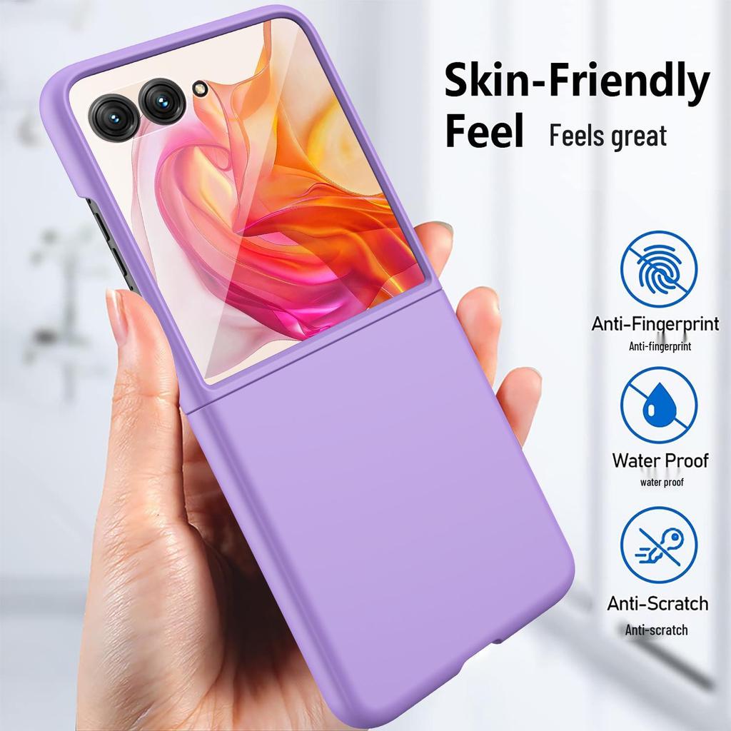 Защитный чехол Motorola Razr50 со складным экраном, ощущением кожи, с закаленным стеклом
