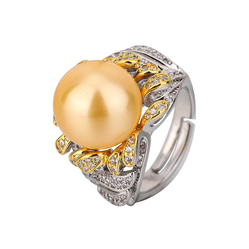 Ювелирное изделие имитация натурального жемчуга кольцо с французским цветком бриллиант белый ракушечный жемчуг кольцо на указательный палец желтое ракушечное бусино кольцо