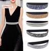 Women Belt Adjustable Elastic Band Shiny Rhinestone Wide Anti-slip Clothes Matching Anti-break Tight Waist Dress Waistband Clothes Accessory