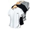 Korean Version Summer T-shirt Slim Fit Plus Size Waist Cinching Top New Shoulder Short Sleeved Slimming Effect Versatile Chubby