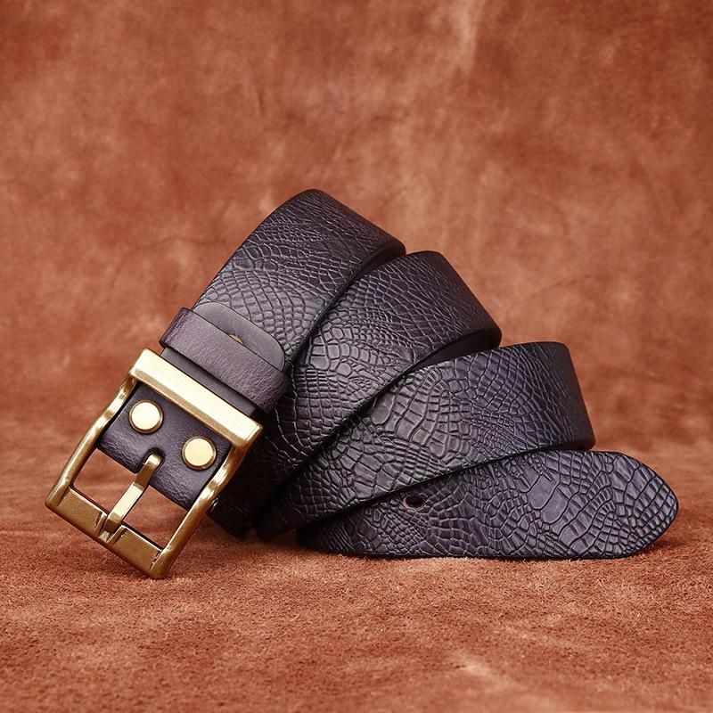Ремень из натуральной кожи с тиснением в стиле ретро с рисунком чешуи дракона, первый слой, мужской, универсальный, повседневный, из натуральной кожи