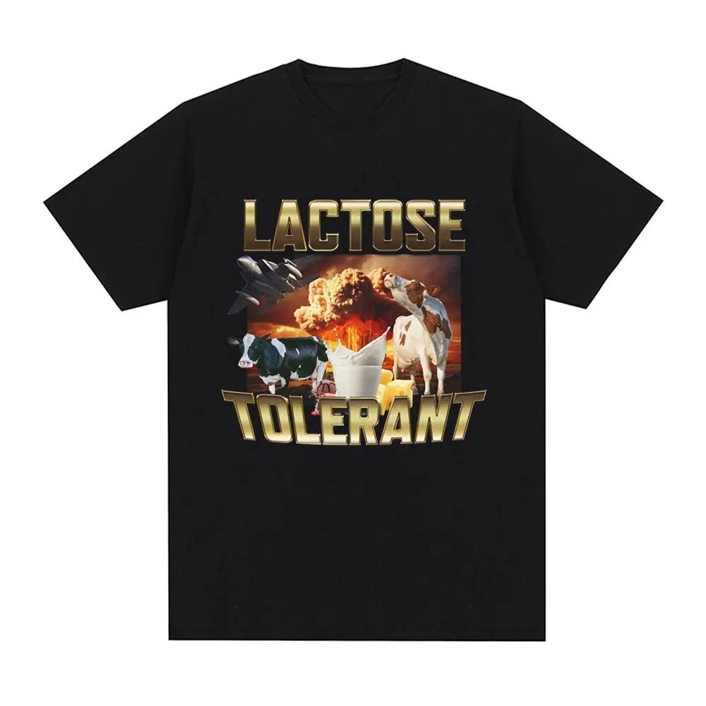 Lactose Tolerant Graphic Print T-Shirt Vintage Fashion Short Sleeve T-shirts 100% Cotton Casual Cozy Oversized T Shirts