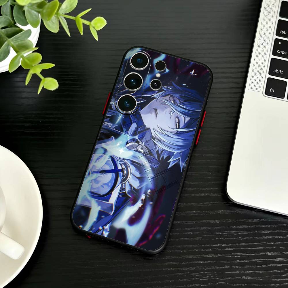 Чехол для телефона Genshin Y-Каэдэхара Кадзуха для Samsung S26, S25, S24, S23, S22, S30, S21, Ultra, Plus, FE 5G, Черный, Мягкий