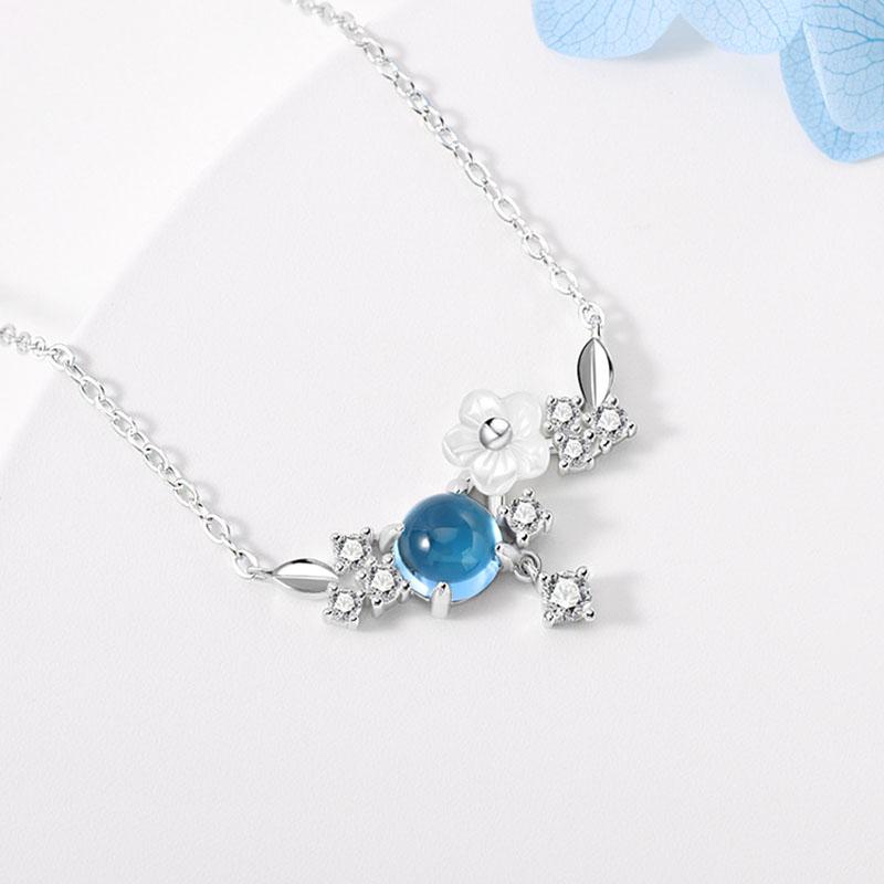 ANENJERY Серебряное цветное ожерелье с цветком в виде кристальной ракушки для женщин, милая цепочка на ключицы, ювелирные изделия для девочек, оптовая продажа