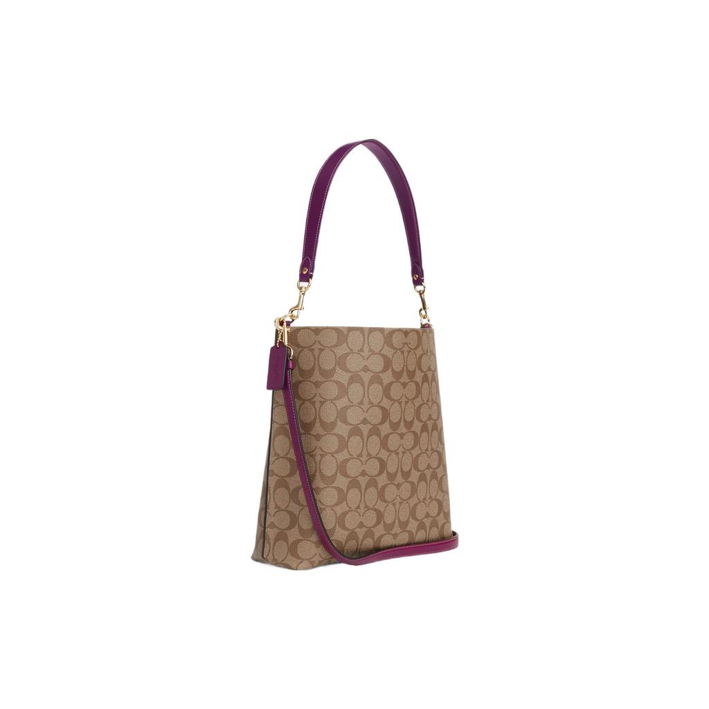 Coach Mollie Solid Color Hardware Logo Classic Monogram Zip Closure Tote Bag Women tote bags Khaki Deep-Berry CA561-IMRSF