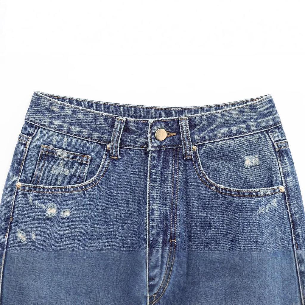 Женские джинсы из рваного денима с высокой посадкой, весна 2025: Европейский и американский стиль