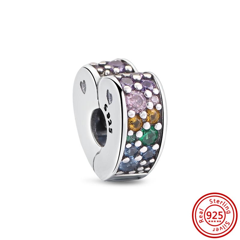 100% стерлинговое серебро S925, прозрачный циркон с паве, сверкающие бусины-клипсы на пуговицах, стильные оригинальные подвески, браслеты, женские ювелирные изделия