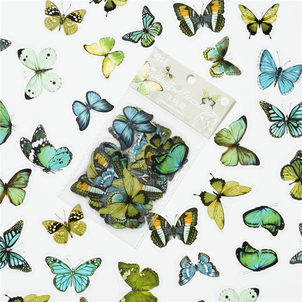 40pcs Colorful Butterfly Wings Stickers Epoxy Resin Fillings Plant Sticker for DIY Silicone Mold Filler Nail Art Crafts Decor