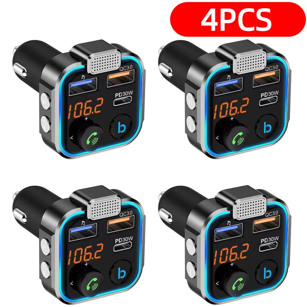 5-1PCS Bluetooth-Compatible 5.0 FM Transmitter 3 Ports Charging MP3 Player Receiver Type-C PD 30W QC3.0 Fast Charger for Car