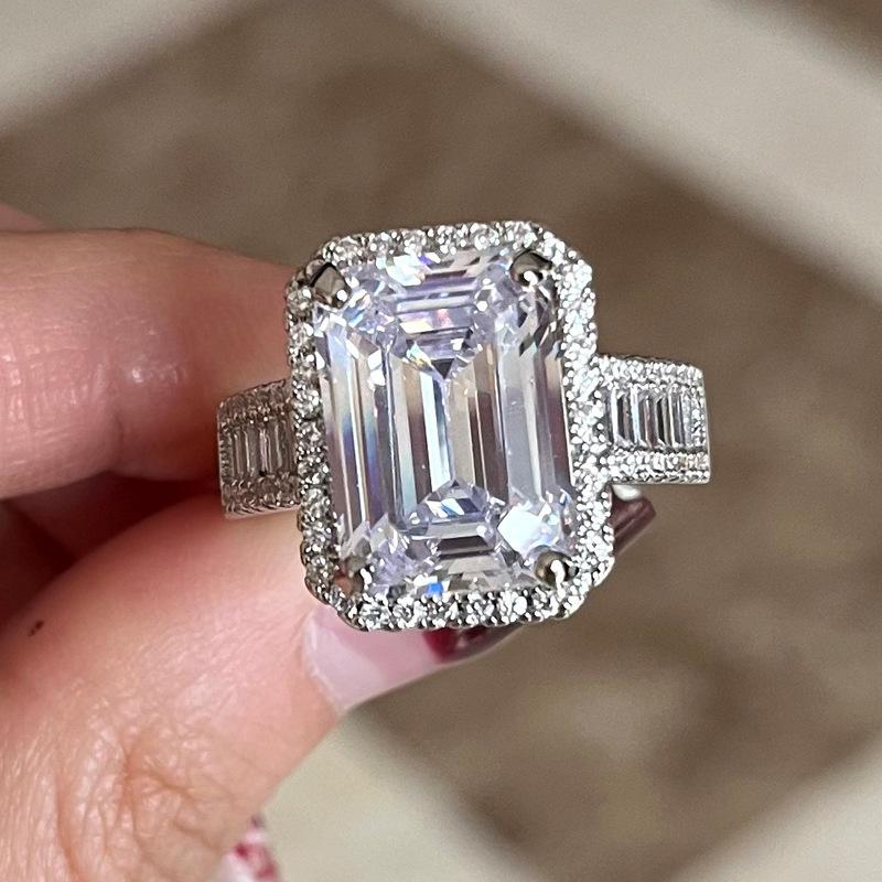 Нежные роскошные обручальные кольца для женщин, модные серебряные кольца с металлической инкрустацией, квадратные обручальные кольца с кубическим цирконием, ювелирные изделия