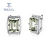 New Hot Selling Gemstone 8.2ct Natural Green Amethyst Earrings for Women 925 Sterling Silver Fine Jewelry Gif