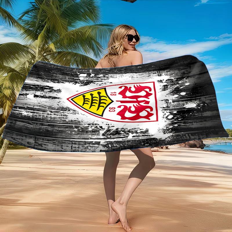 Vfb Fc Crest Printed Microfiber Beach Towel, Soft And Absorbent, Quick-Dry, Ideal for Summer Travel, Beach Essential, Swimming Pool