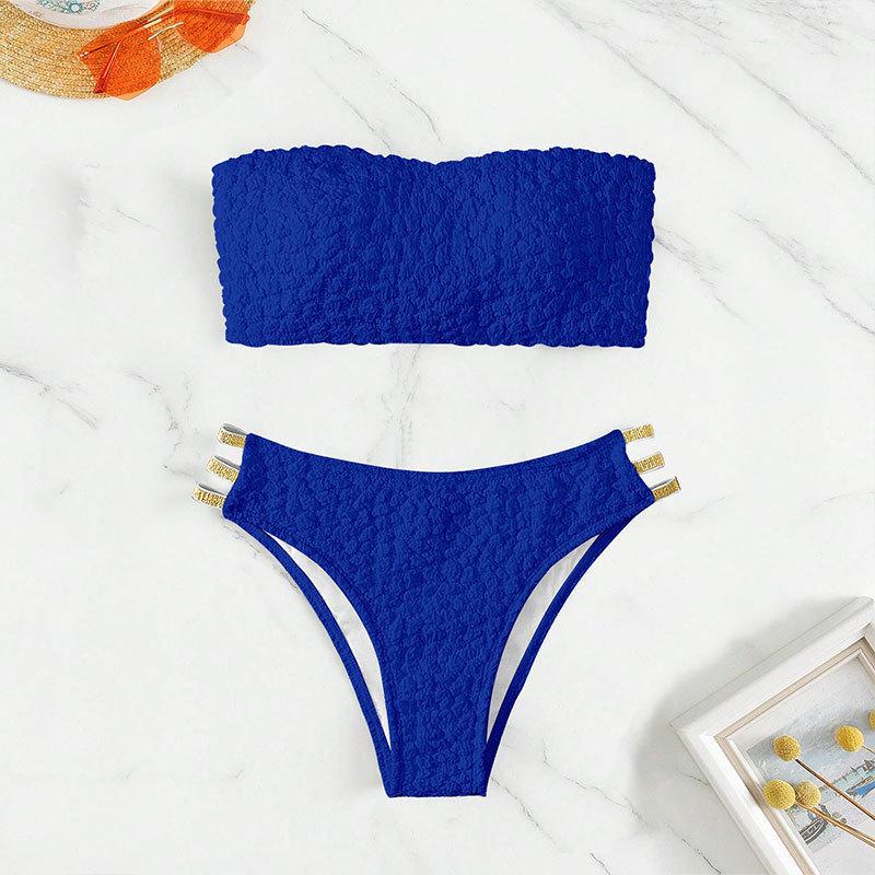 Женский купальник бикини без бретелей с вырезами и высокой талией, стринги - Бразильский пляжный купальник